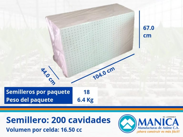 SEMILLERO 200 CAVIDADES MANICA DIMENSIONES PAQUETE ENVIOS