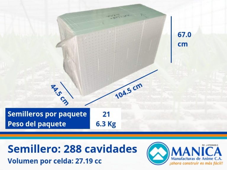 SEMILLERO 288 CAVIDADES MANICA DIMENSIONES PAQUETE ENVIOS