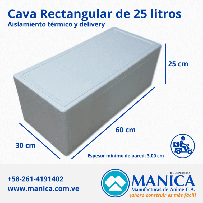 CAVA RECTANGULAR DE 25 LITROS MANICA 1