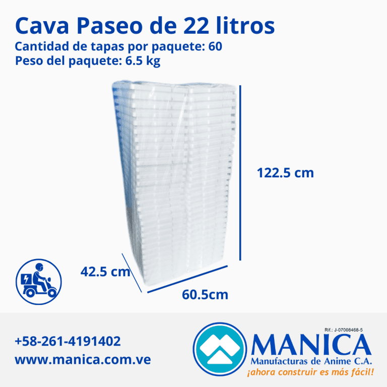 CAVA PASEO DE 22 LITROS PAQUETE DE TAPAS DE CAVAS MANICA