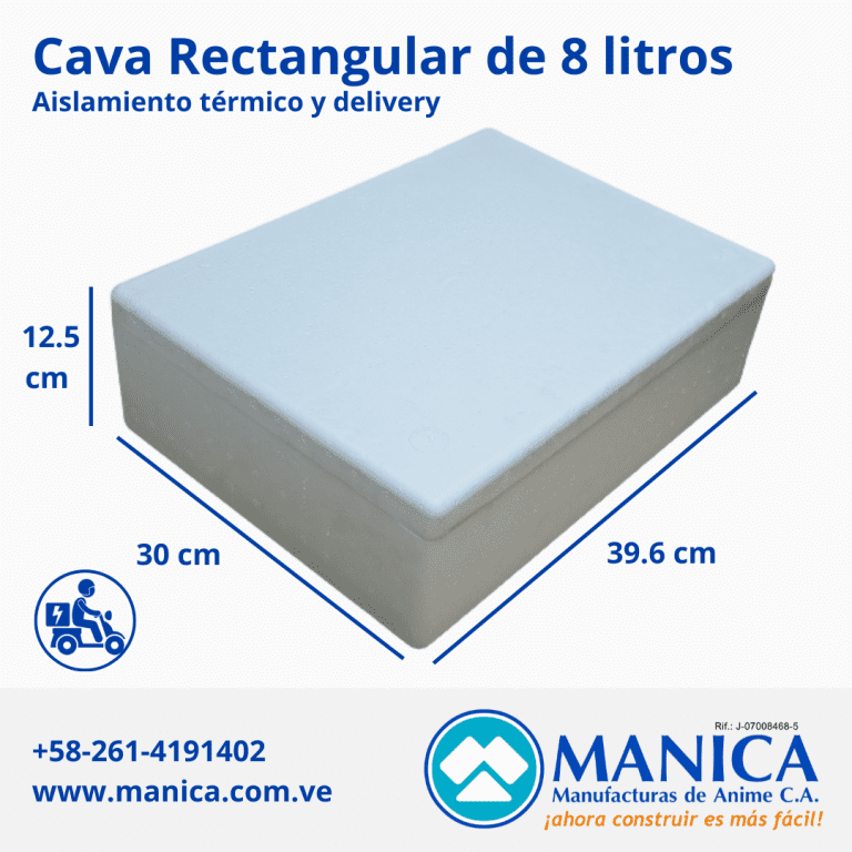 CAVA RECTANGULAR DE 8 LITROS MANICA MEDIDAS